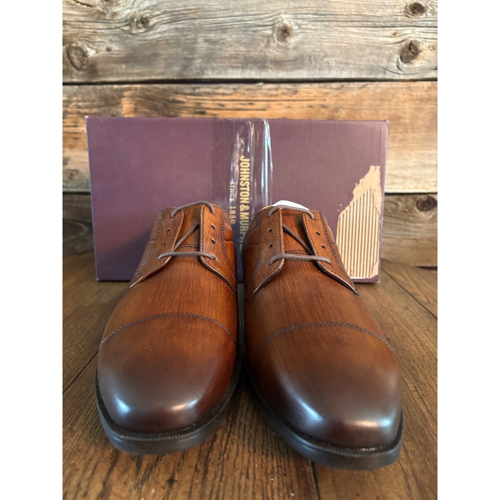 Johnston & Murphy Gibbons Cap Toe Mahogany Leather Dress Shoes 9 W 15-8665 - Picture 4 of 6
